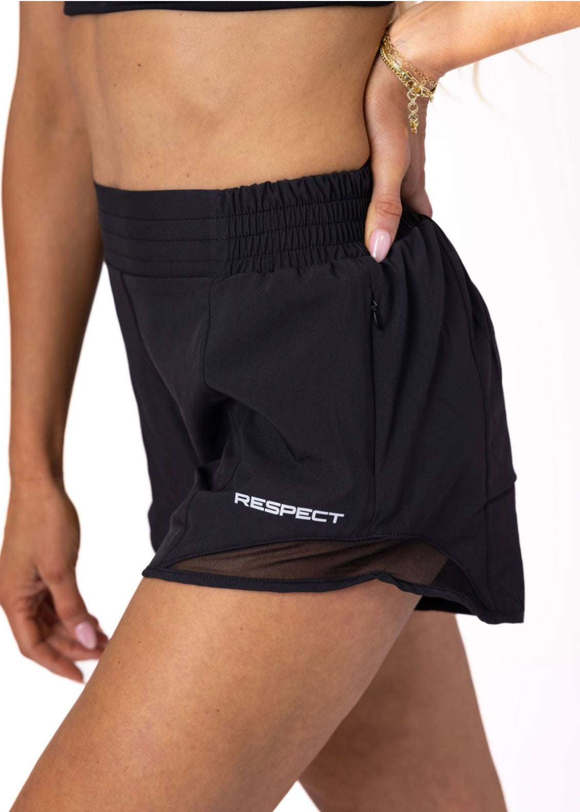 Women's RESPECT Athletic Shorts Black